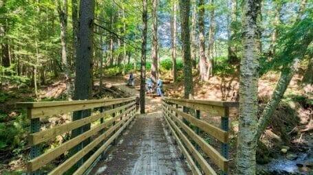 trail bridge at the Krusch Nature Preserve in Cambridge Vermont